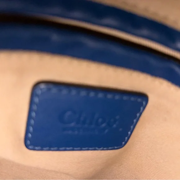 Chloe Marcie Satchel Navy Shoulder Bag with Gold Details